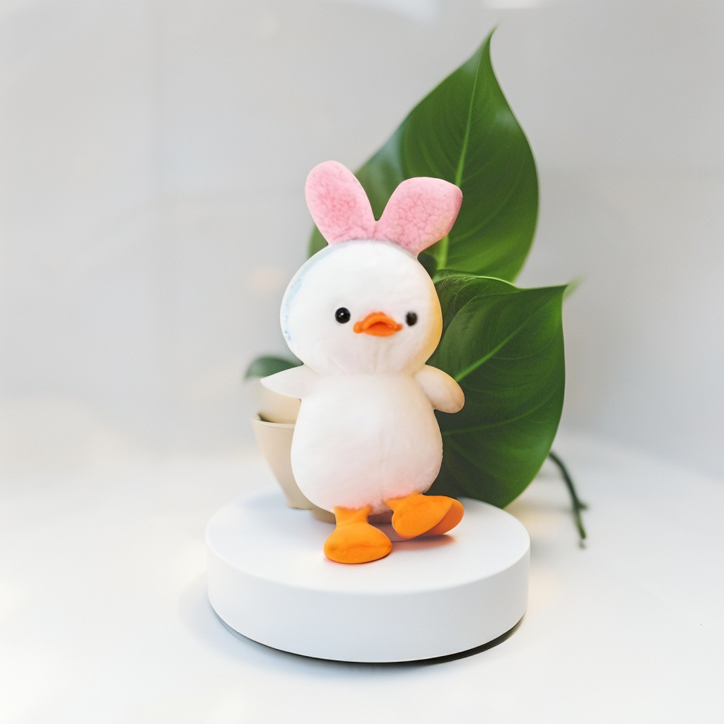 White - Plush Duck Toy with Bunny Ears - Adorable & Soft Toy Duck Stuffed Animal LMI11592