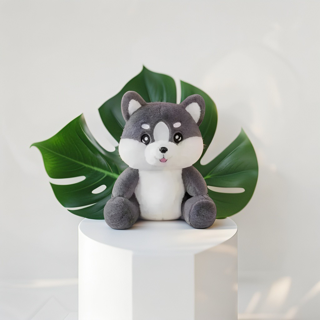 Grey - Fluffy Shiba Inu Puppy Plush - Huggable & Super Soft Toy Dog Stuffed Animal for Kids & Adults LMI12510