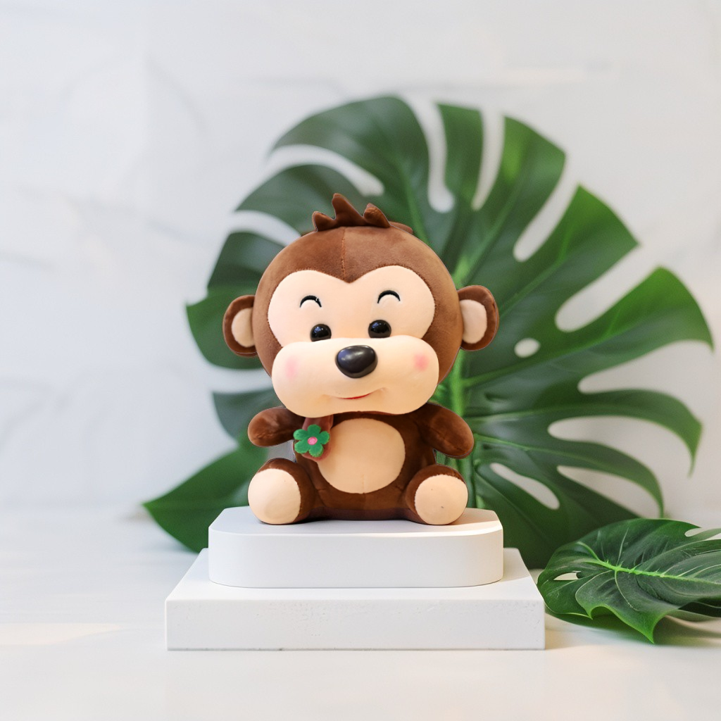 Happy Brown Monkey Plush Toy | Cuddly Stuffed Animal Soft Toy For Kids LMI14144