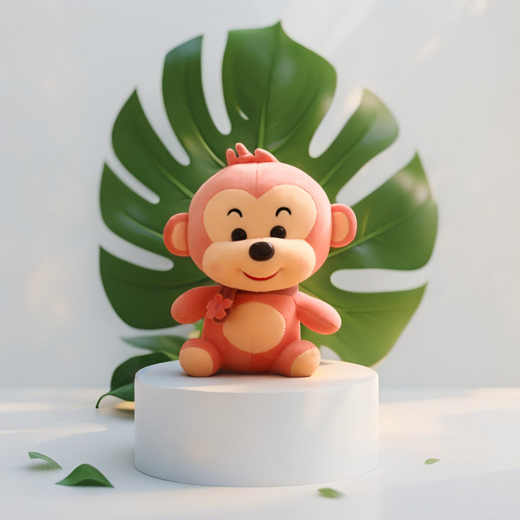 Happy Pink Monkey Plush Toy | Cuddly Stuffed Animal Soft Toy For Kids LMI14144