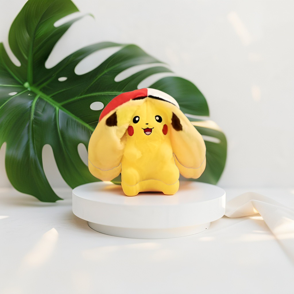 Ash's Pikachu Stuffed Animal with Hat | Adorable Pokemon Soft Plush Toy LMI15156