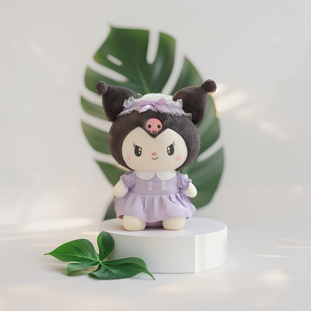 Official Kuromi Sanrio Plushie | Purple Dress Soft Plush Toy Collector's Item For Kids LMI15431