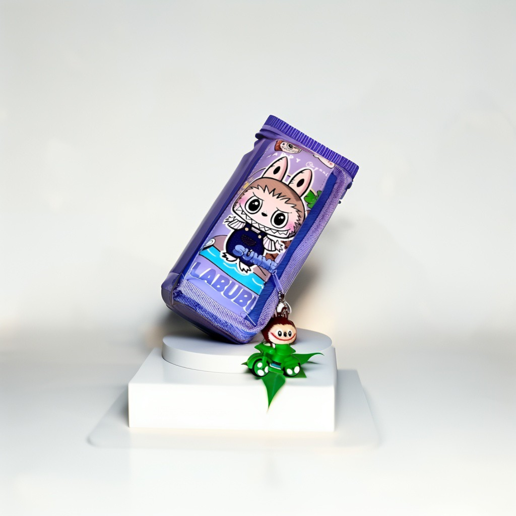 Purple - Trendy POP MART The Monsters Labubu Soft Pencil Case / Pouch with Scooter Keychain NOVHBC-188986