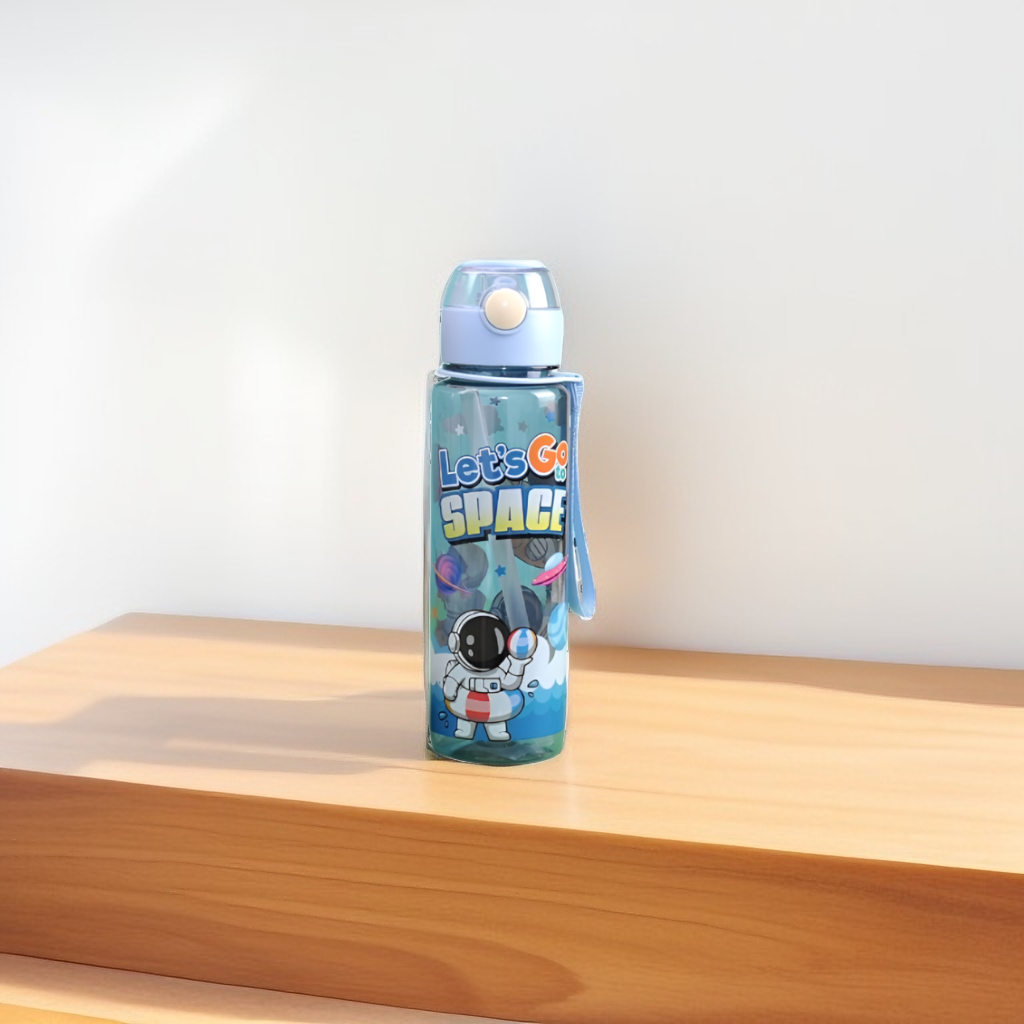 Blue - Kids Water Bottle with Straw | Leak-Proof Astronaut Space Sipper for School & Travel NOVGBT-81