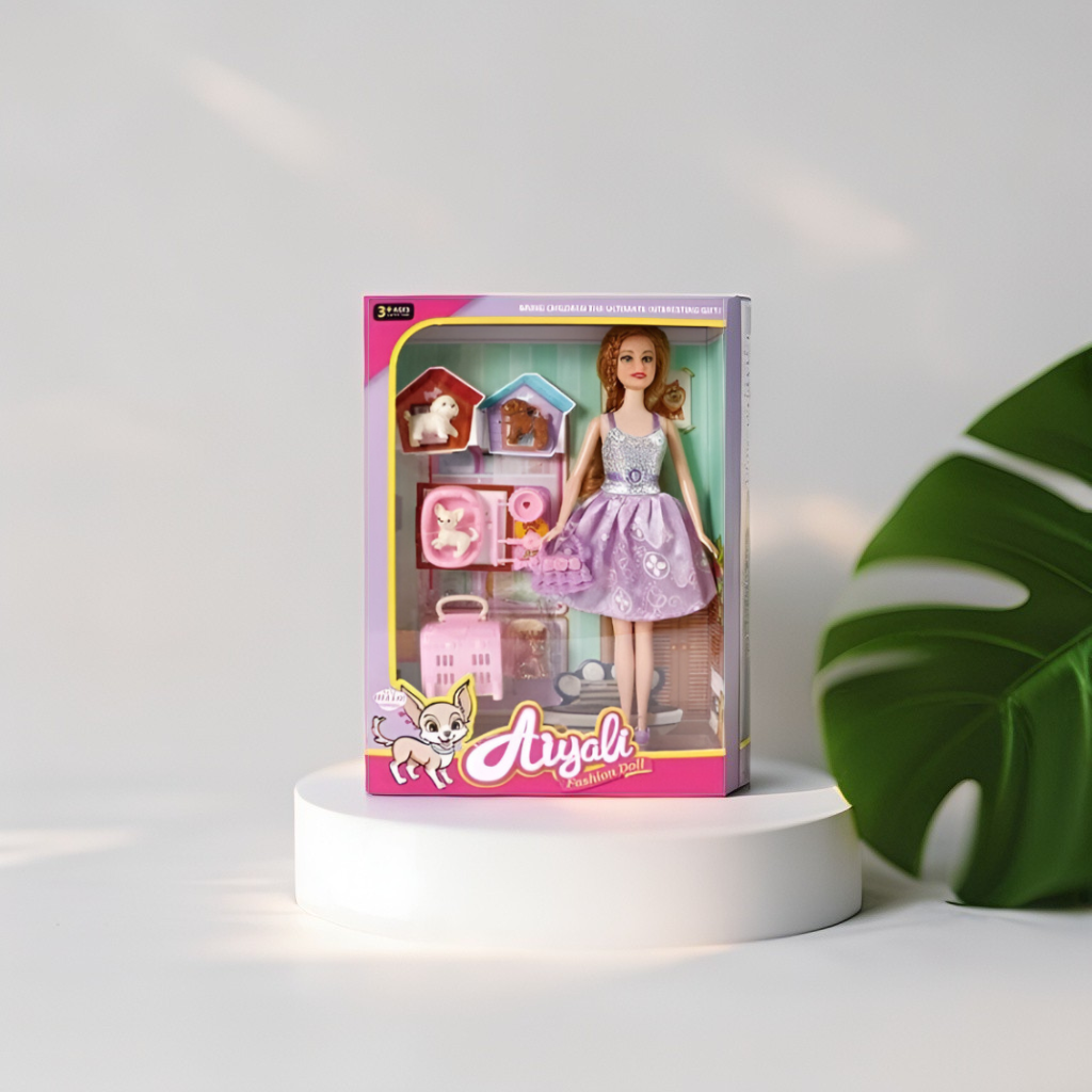 Fashion Barbie Doll Playset for Girls with Two Pets and Accessories - Perfect for Imaginative & Pretend Play NX12660