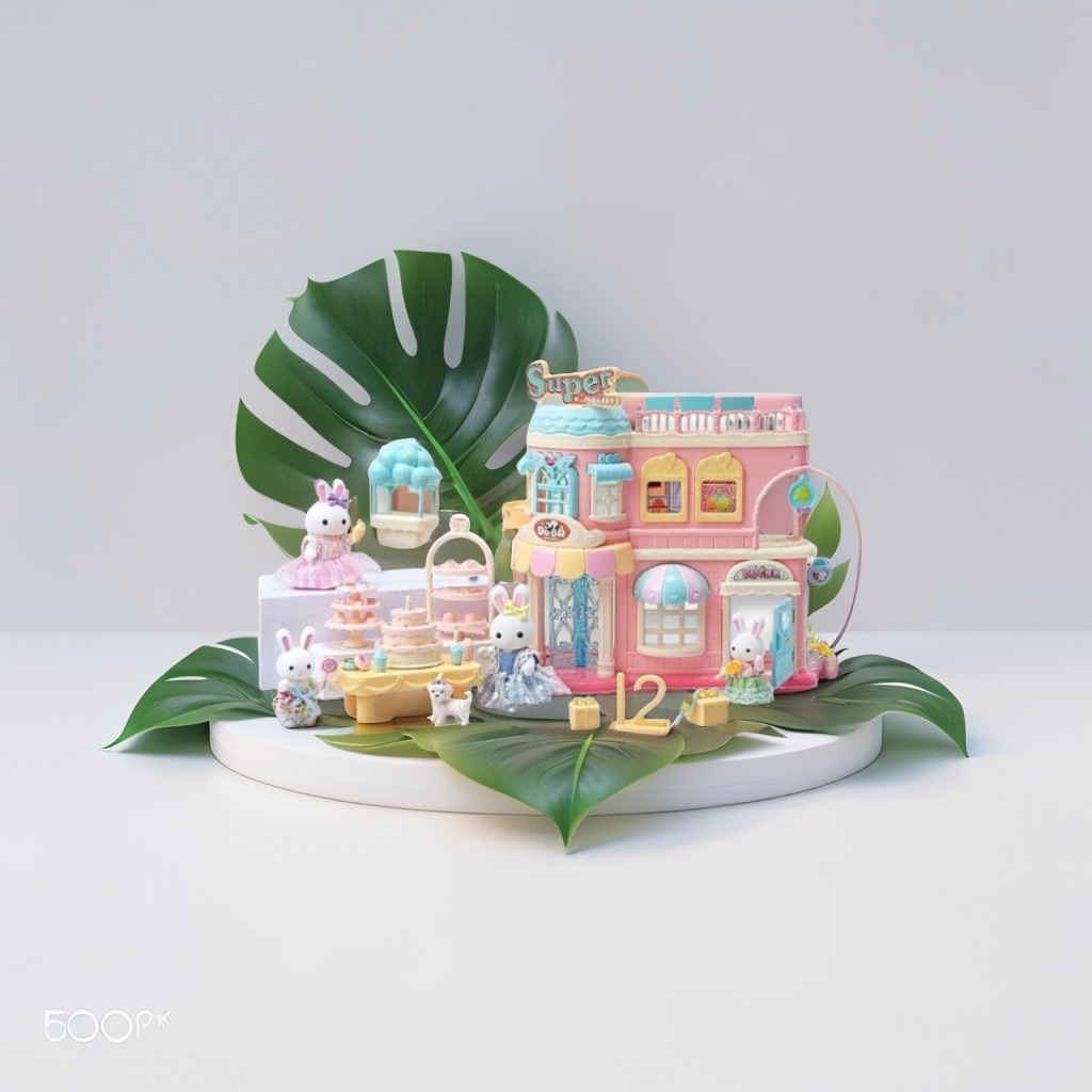 Dollhouse Playset with Bunny Figures & Bakery Shop - Dreamy Barbie Dollhouse for Girls NX13760