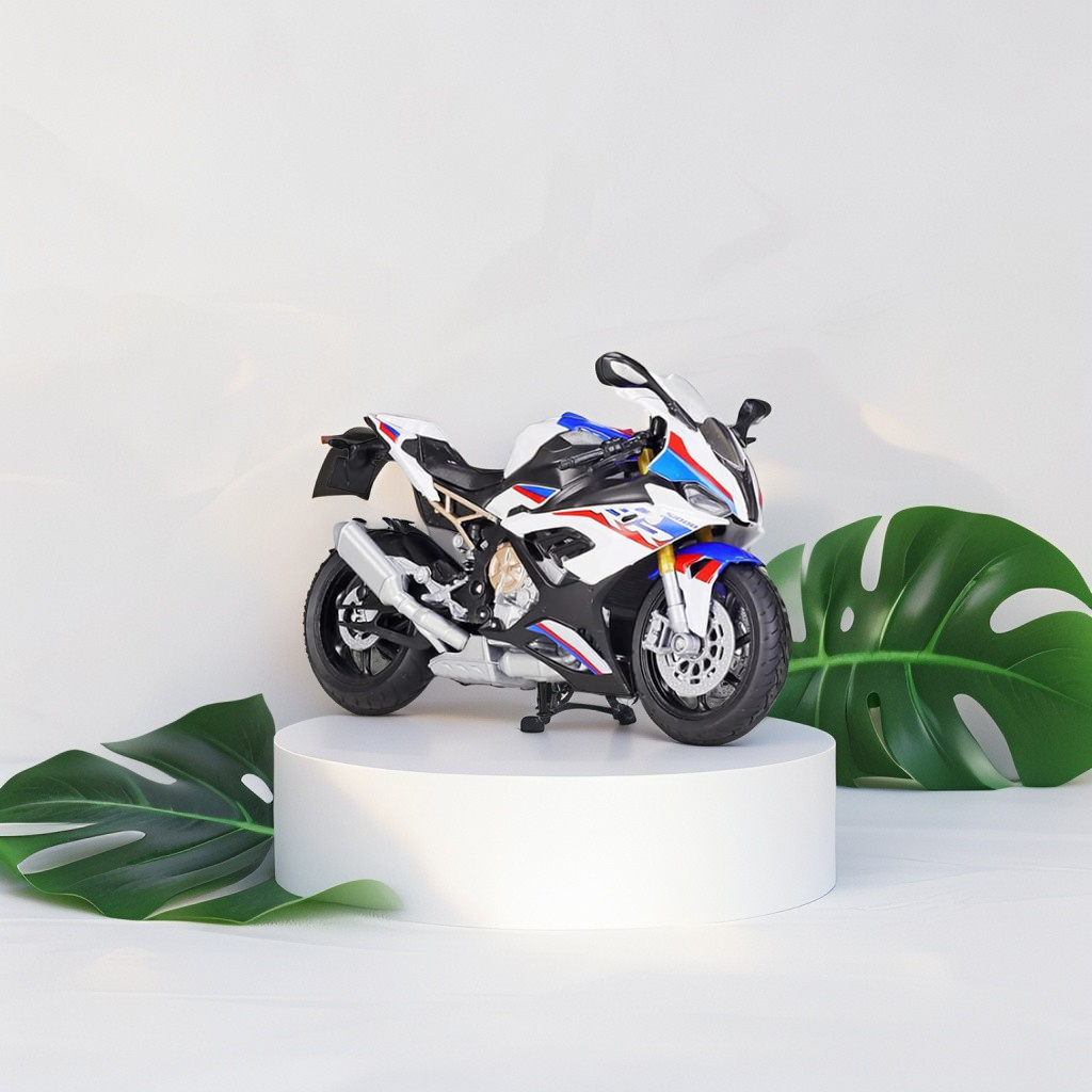 BMW S1000 RR Metal Model Diecast Bike - White - Scale 1:9