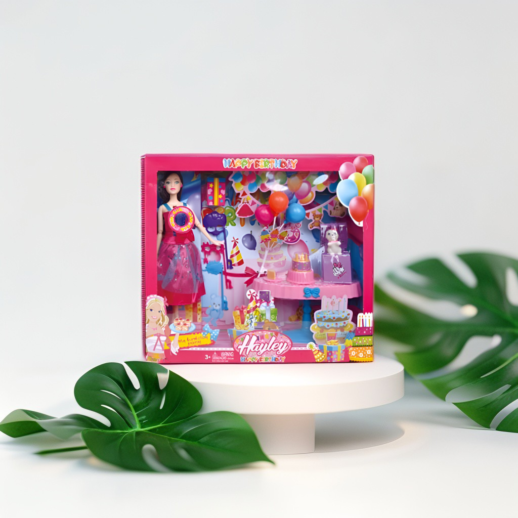 Barbie Doll Birthday Party Playset with Accessories & Cake | Pretend Play Toy Gift for Girls NX13254