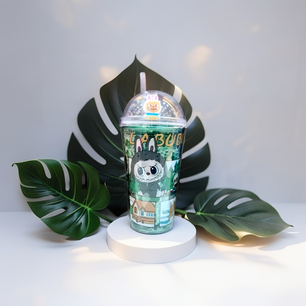 Labubu Sipper Cup with Straw 450ml – Cute Leak-Proof Water Bottle for Kids & Collectors NOVGBT-50002.