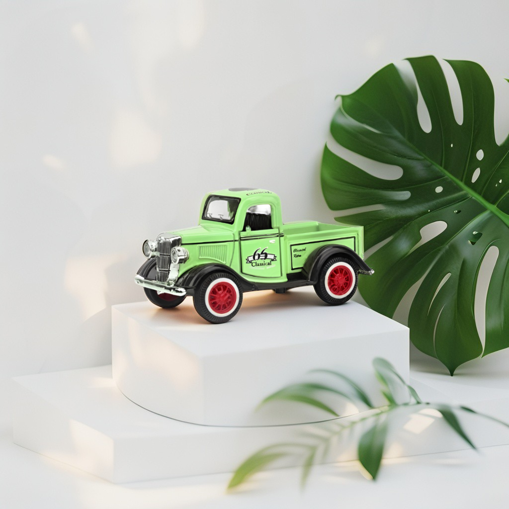 MY66 Classic Truck Diecast Model Car – Retro Alloy Metal Toy with Pull Back Action & Sound | Collector’s Vintage Style Vehicle.