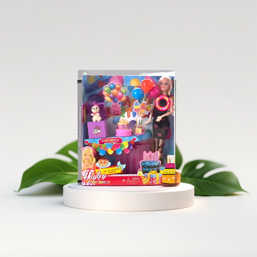 Barbie Doll Birthday Party Playset with Cake & Party Accessories for Girls & Kids NX13255