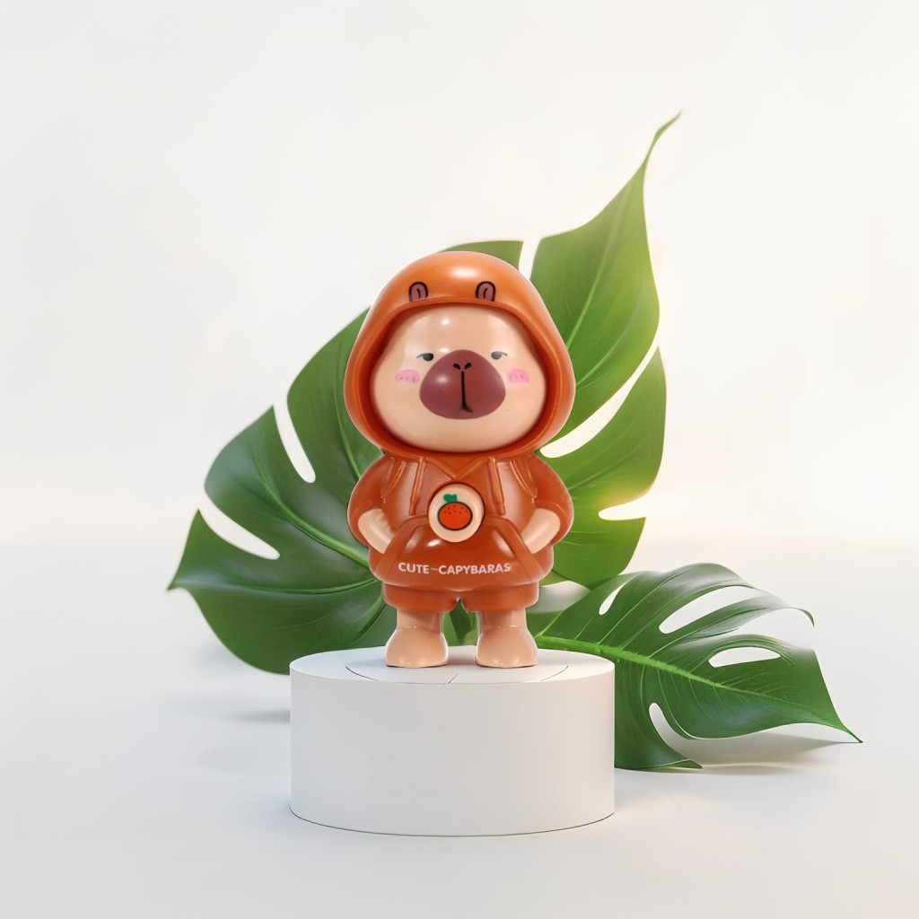 Cute Capybara Keychain - Face-Changing Figure with Hooded Design for Bags, Backpacks & Keys NOVHBC-188132.