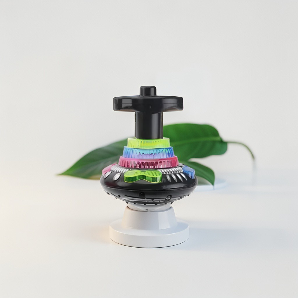 Black - Flashing Top – LED Spinning Music Gyro Toy for Kids | Light-Up Gyrator Toy with Sound & 360° Spinning Action.