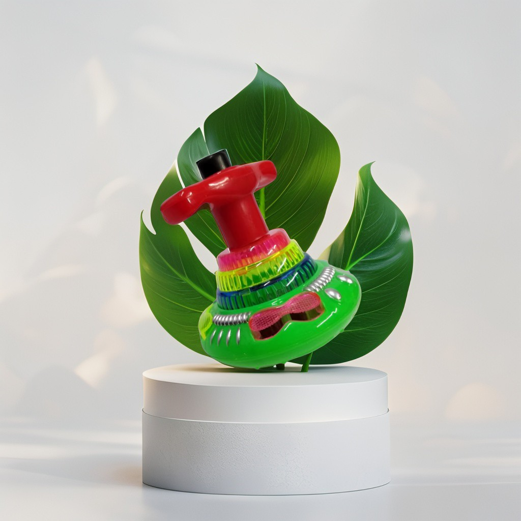 Green - Flashing Top – LED Spinning Music Gyro Toy for Kids | Light-Up Gyrator Toy with Sound & 360° Spinning Action.