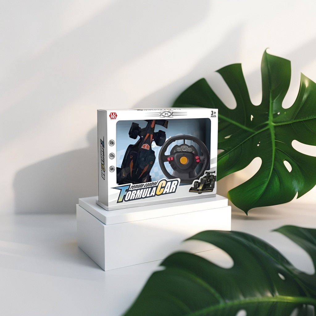 Blue - Remote Control F1 Formula Racing Car Toy with Steering Wheel Controller for Kids & Boys LMI15322.