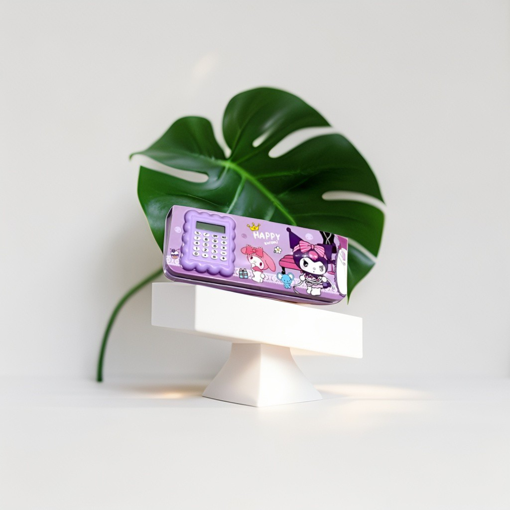 Kawaii Kuromi & My Melody Magnetic Pencil Box with Built-in Calculator for Girls | Cute Sanrio Kids Stationery Set & School  NOVHBC-1881121