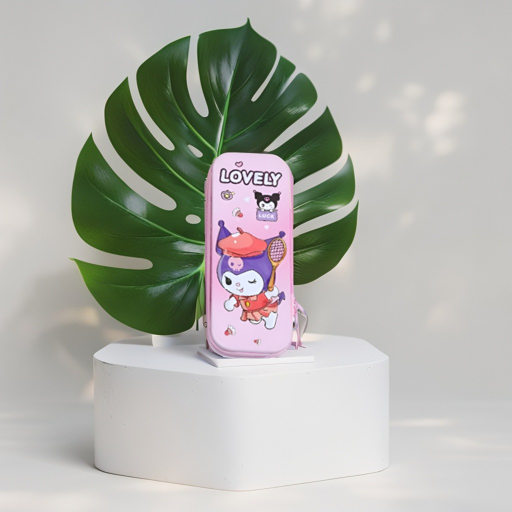 Cute Kuromi Hard Shell Pencil Case | Lovely Tin Stationery Box for Girls | Kawaii Back to School Organizer Gift NOVHBC-1881229.