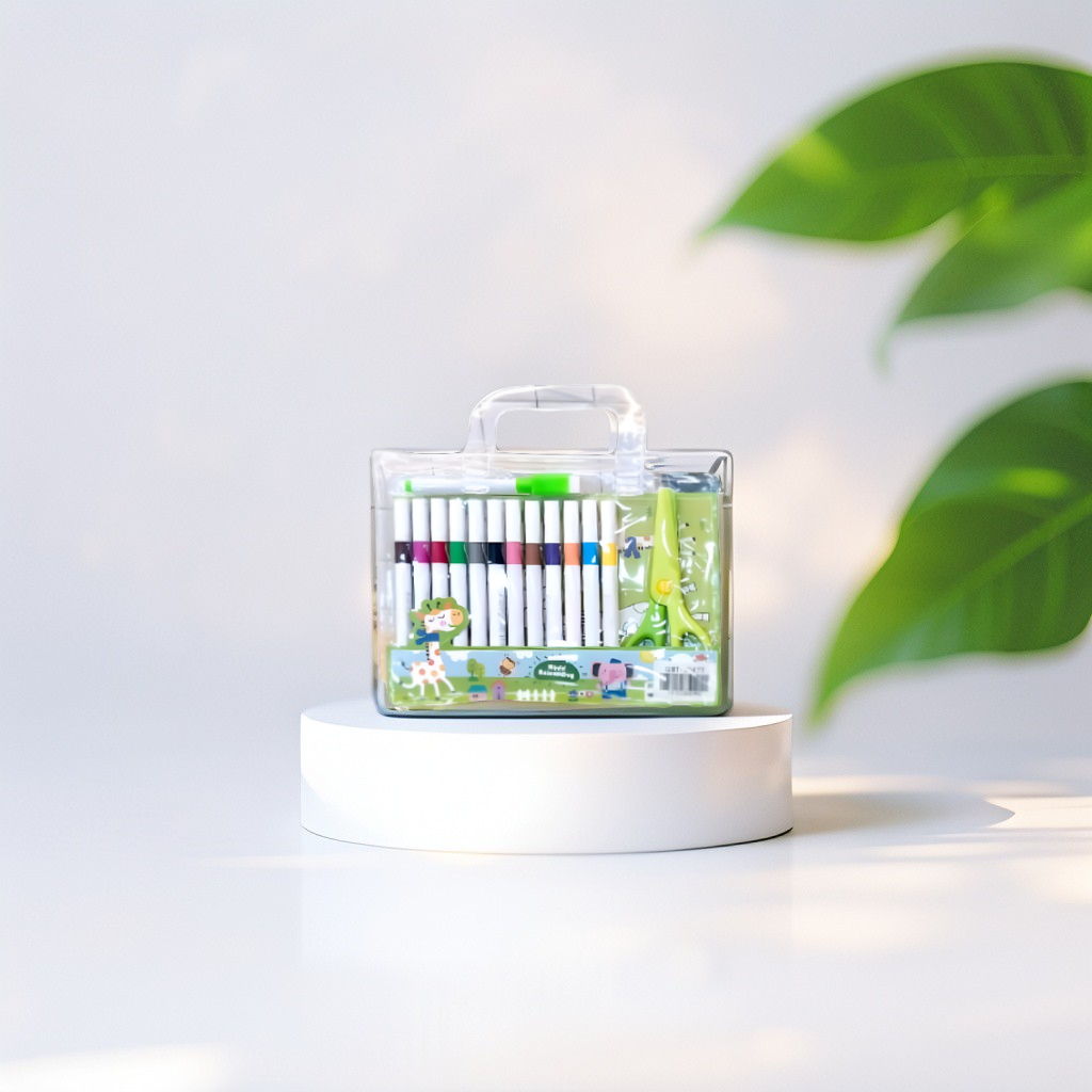 Creative Learning Marker Set for Kids | 12-Piece Art Supplies Kit with Scissors & Ruler | Fun Stationery Gift for Students NOVGBT-50477.