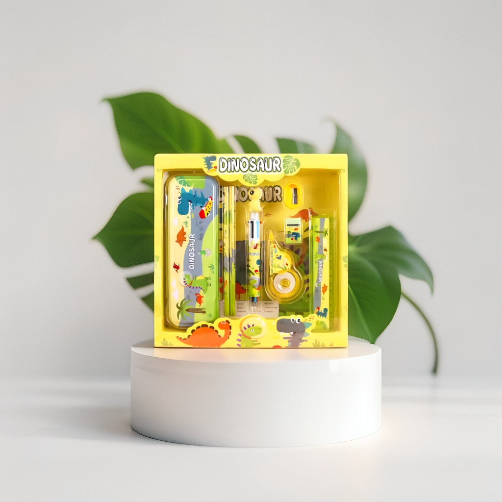 Dinosaur Stationery Set for Kids | Dino Themed Back to School Kit with Pencil Pouch & Supplies | Fun Gift for Students NOVGBT-8462.