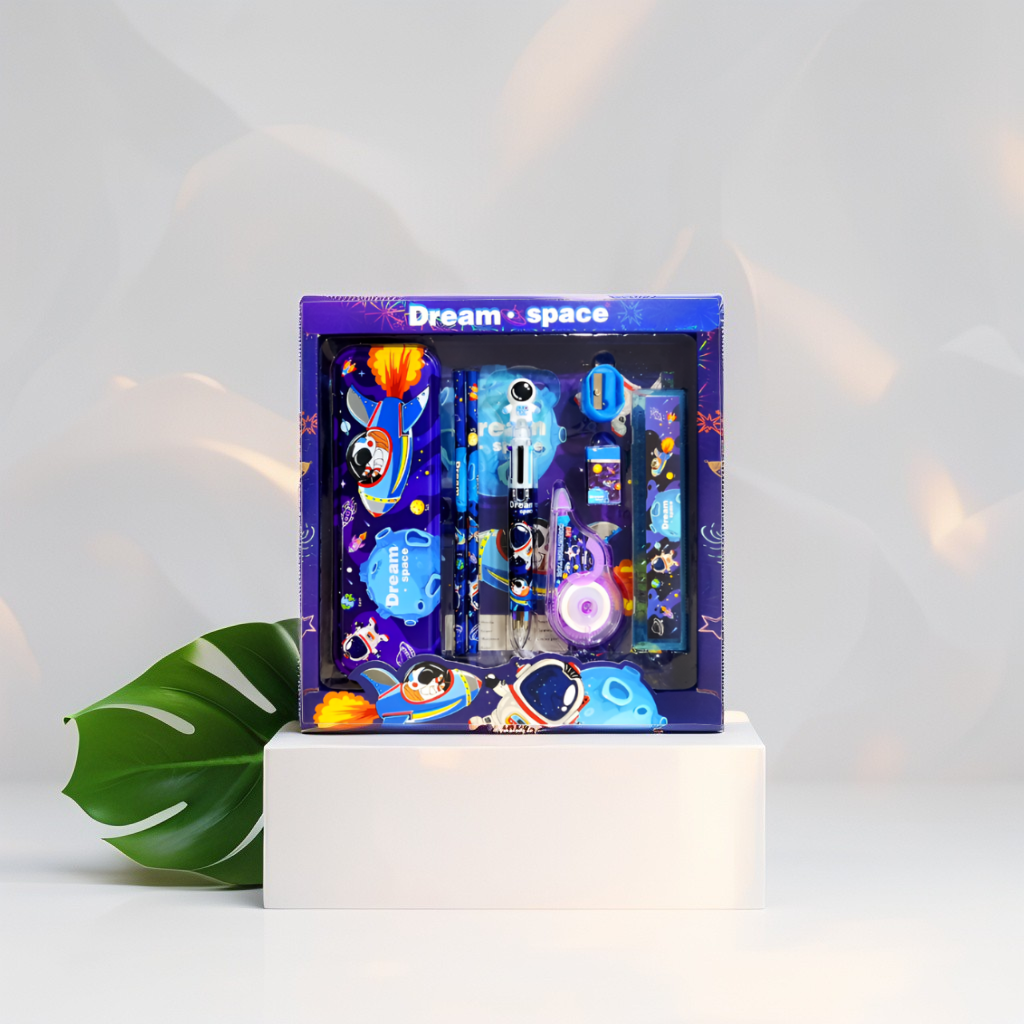 Dream Space Stationery Set for Kids | 8-Piece Back to School Kit with Pencil Pouch & Supplies | Space Themed Gift for Students  NOVGBT-8462.