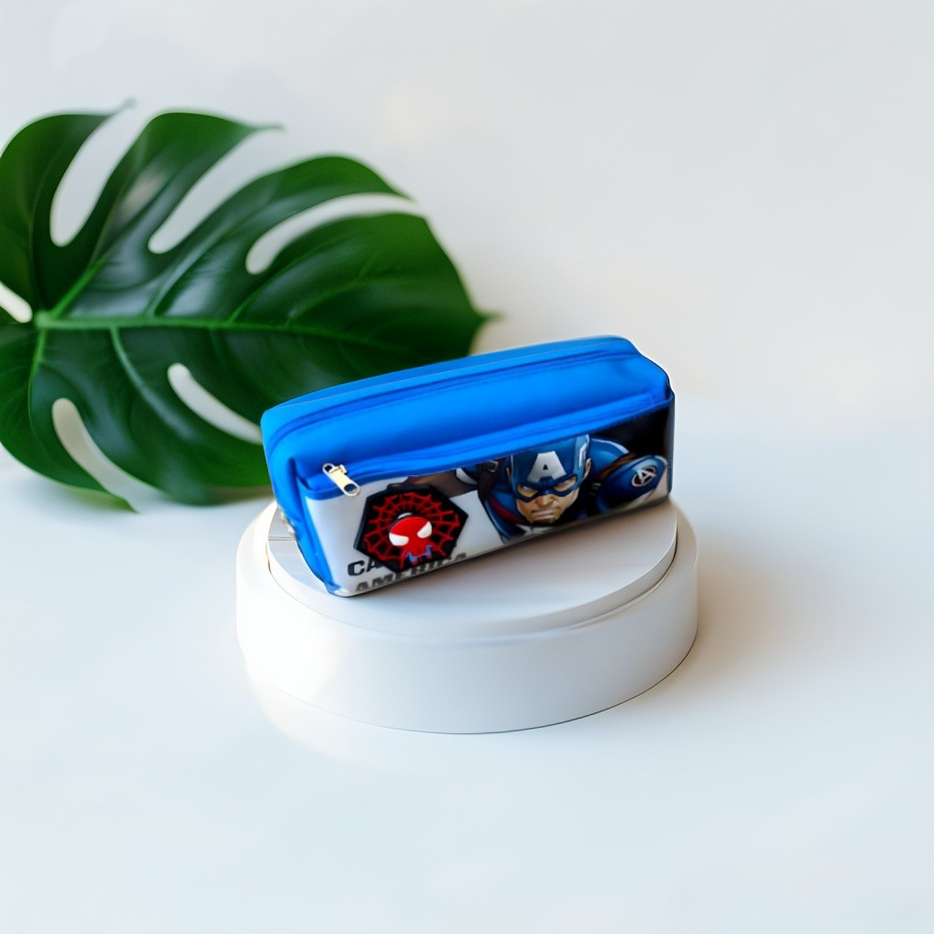 Blue - Captain America Soft Pouch – Avengers Spinner Pouch with Double Chain in Blister Card | Marvel Superhero Accessory NOVHBC-188984