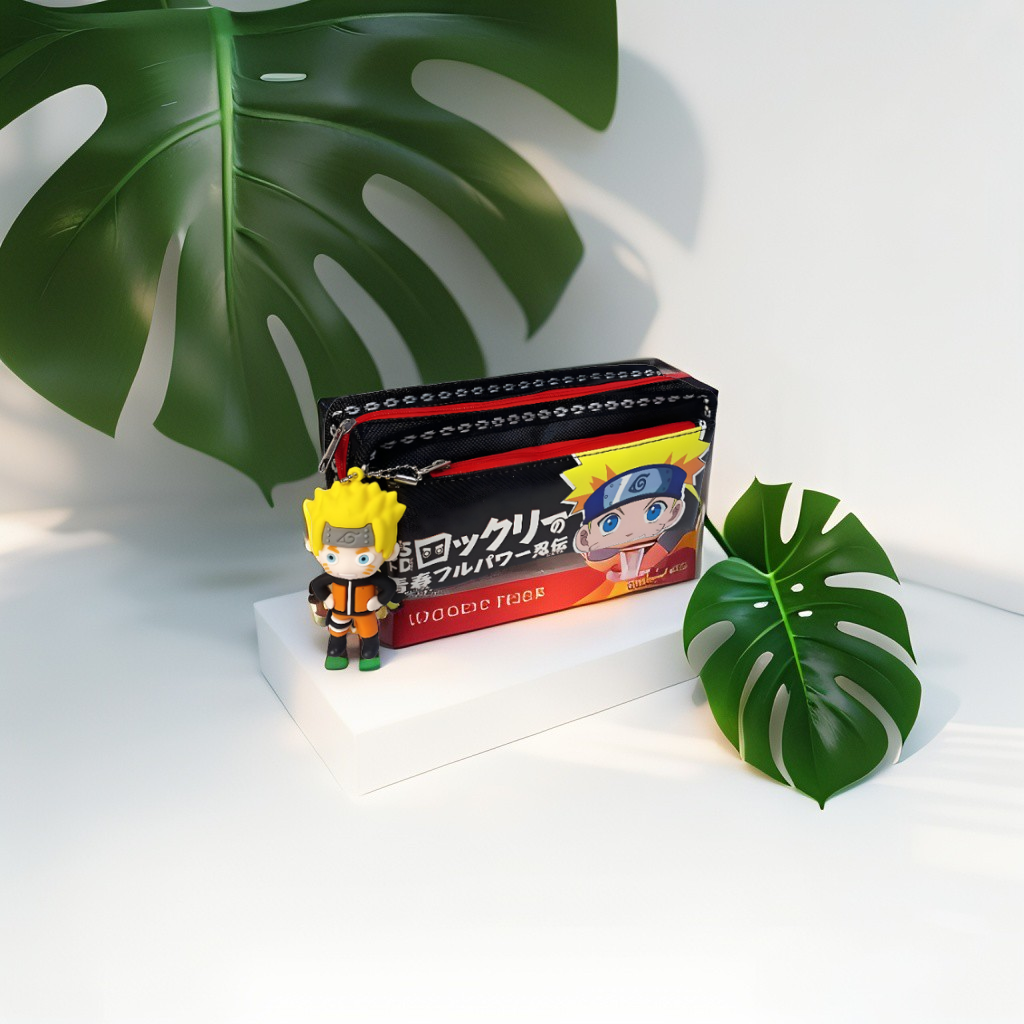 Naruto Anime Pencil Pouch | Kakashi, Naruto & Sasuke Themed Pen Case | Japanese Manga Stationery Organizer Gift NOVHBC-188990.