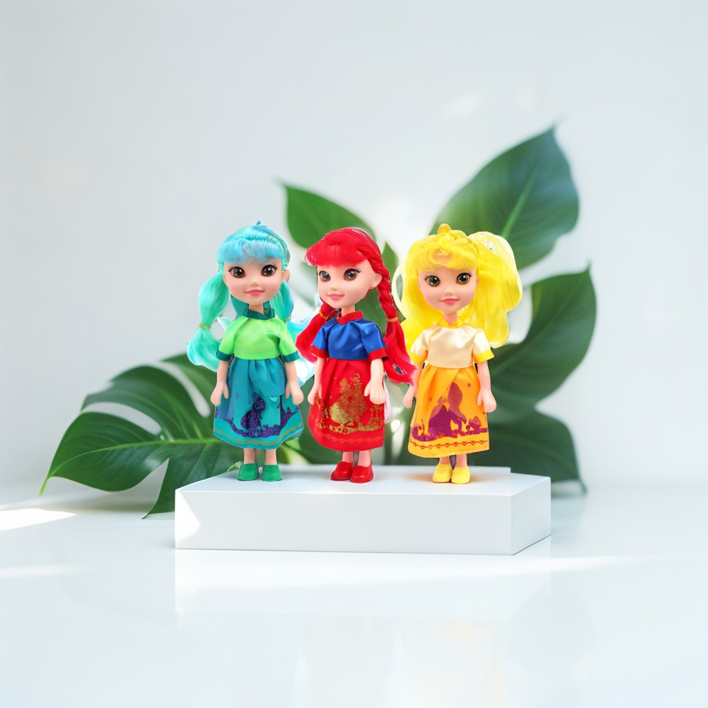 Fairy Tale Queens | 8-Inch Dolls for Kids | Barbie Inspired Pack of Three Girl Toys with Unique Outfits LMI13682.
