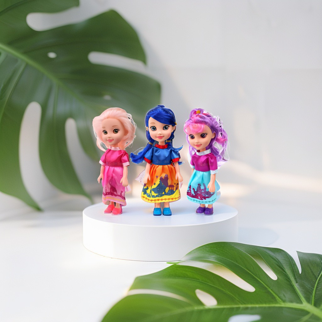 Princess Doll Set of 3 | 8-Inch Dolls for Kids | Barbie Inspired Pack of Three Girl Toys with Unique Outfits LMI13682.
