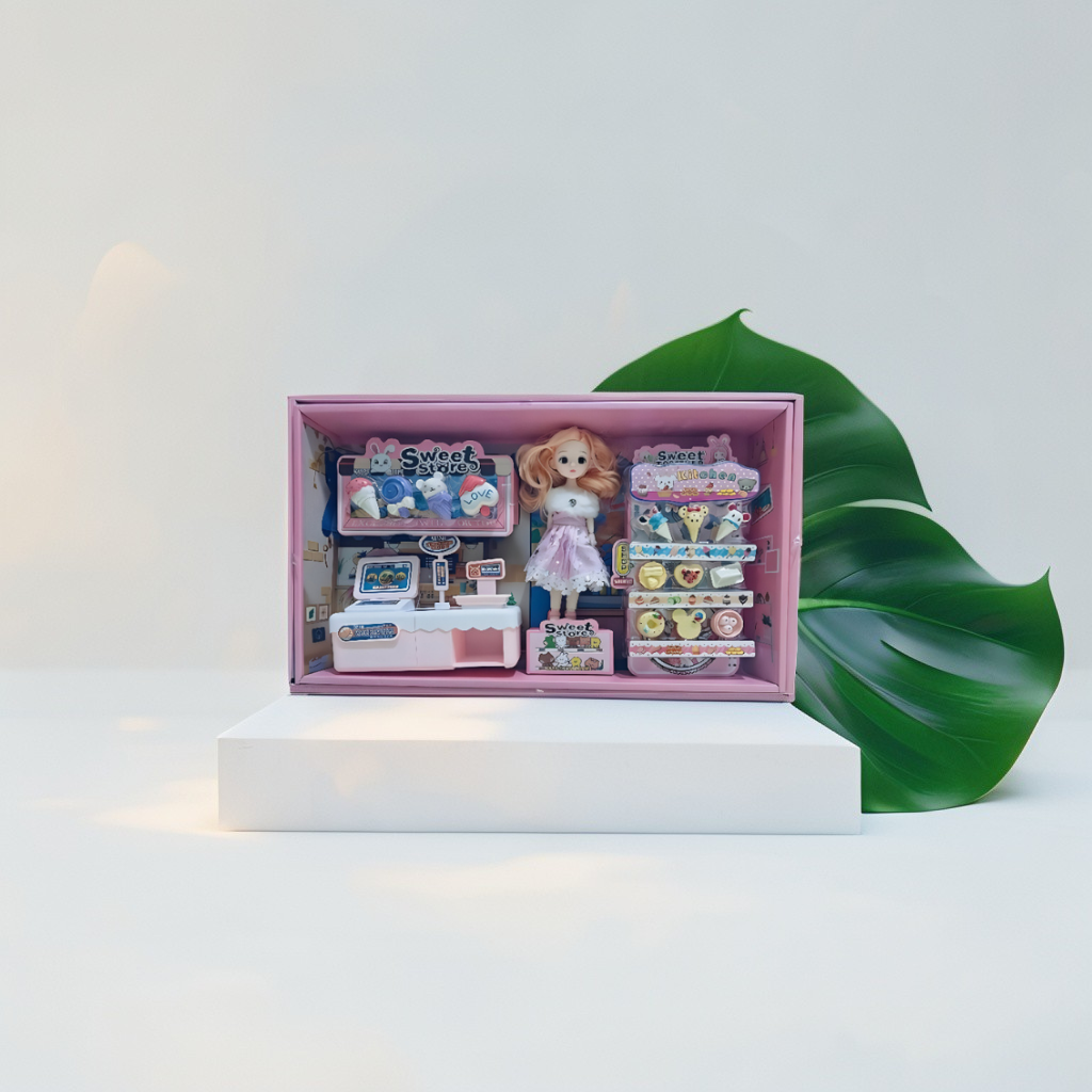 Doll Supermarket Playset – Fashion Barbie Inspired Doll with Supermarket Playset, Fruits, Utensils & Mini Fridge | Gift Toy for Girls | LMI13640.