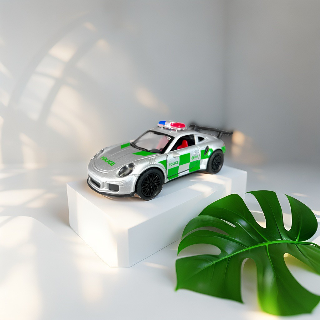 Grey - Porsche Police Diecast Car Toy – Opening Doors, Realistic Design, Durable Metal Model for Kids Scale 1:36 LMI15316.