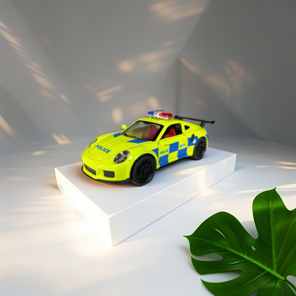 Green - Porsche 911 Police Diecast Car Toy – Opening Doors, Realistic Design, Durable Metal Model for Kids Scale 1:36 LMI15316.