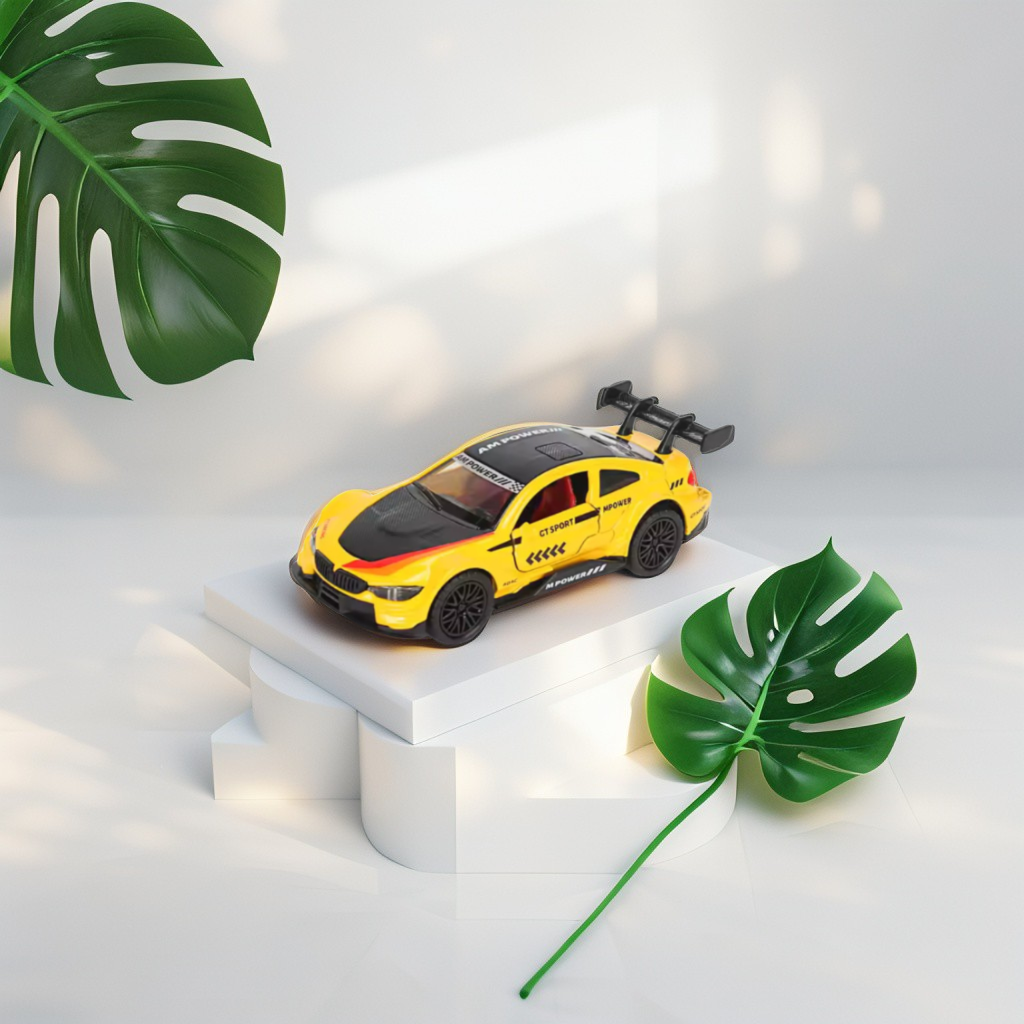 Yellow - BMW M4 Diecast Model Car 1:36 Scale | Alloy Toy Vehicle with Pullback Action | Collector's Gift for Kids & Adults LMI15331.