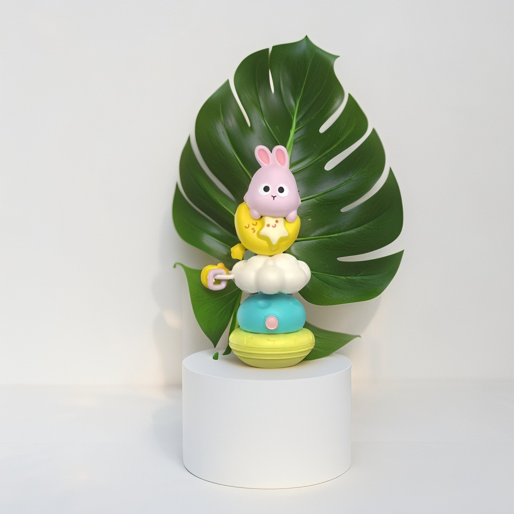 Rabbit Stacking Suction Musical Toy Spinner for Babies – Rattle, Montessori Educational Learning Toy NX15659.