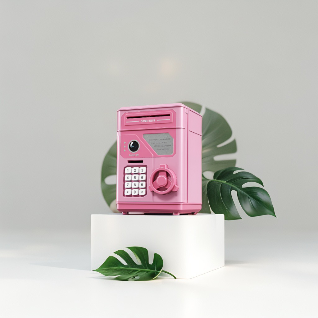 Pink - CashMate – Kids’ Piggy Bank ATM Box for Coin & Cash Savings with Fun Entrance NX15688.