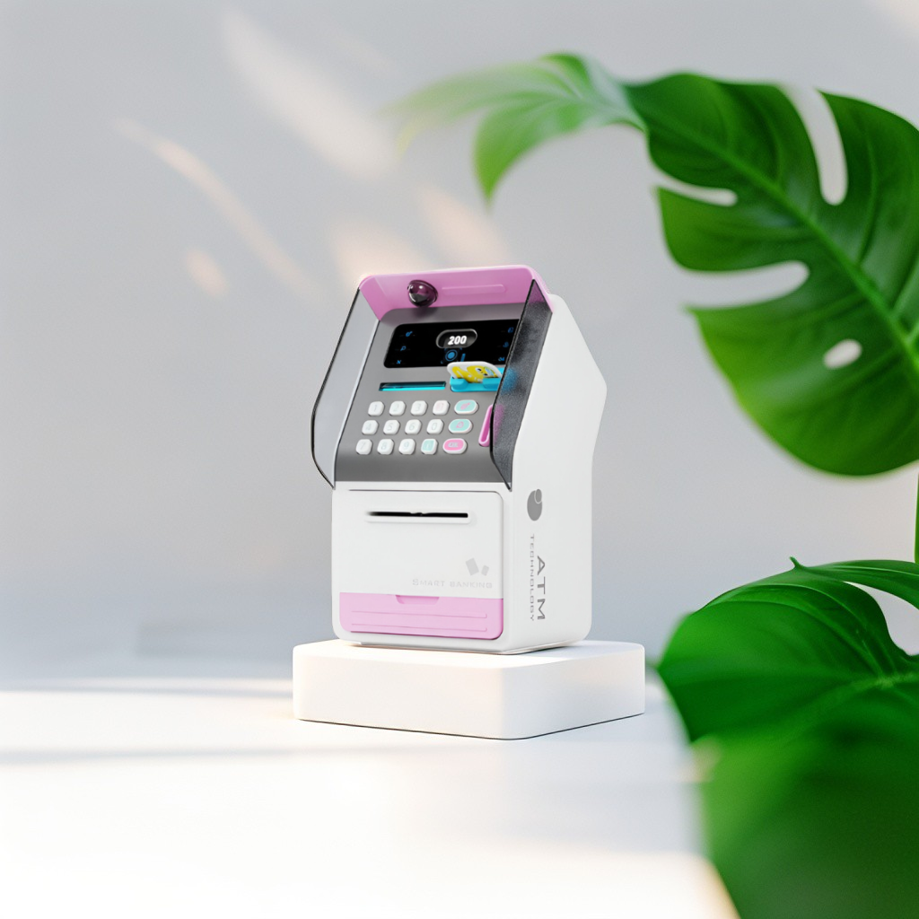 Pink - Smart ATM Piggy Bank for Kids – Face Recognition Money Saving Box Educational Toy for Kids NX15689.