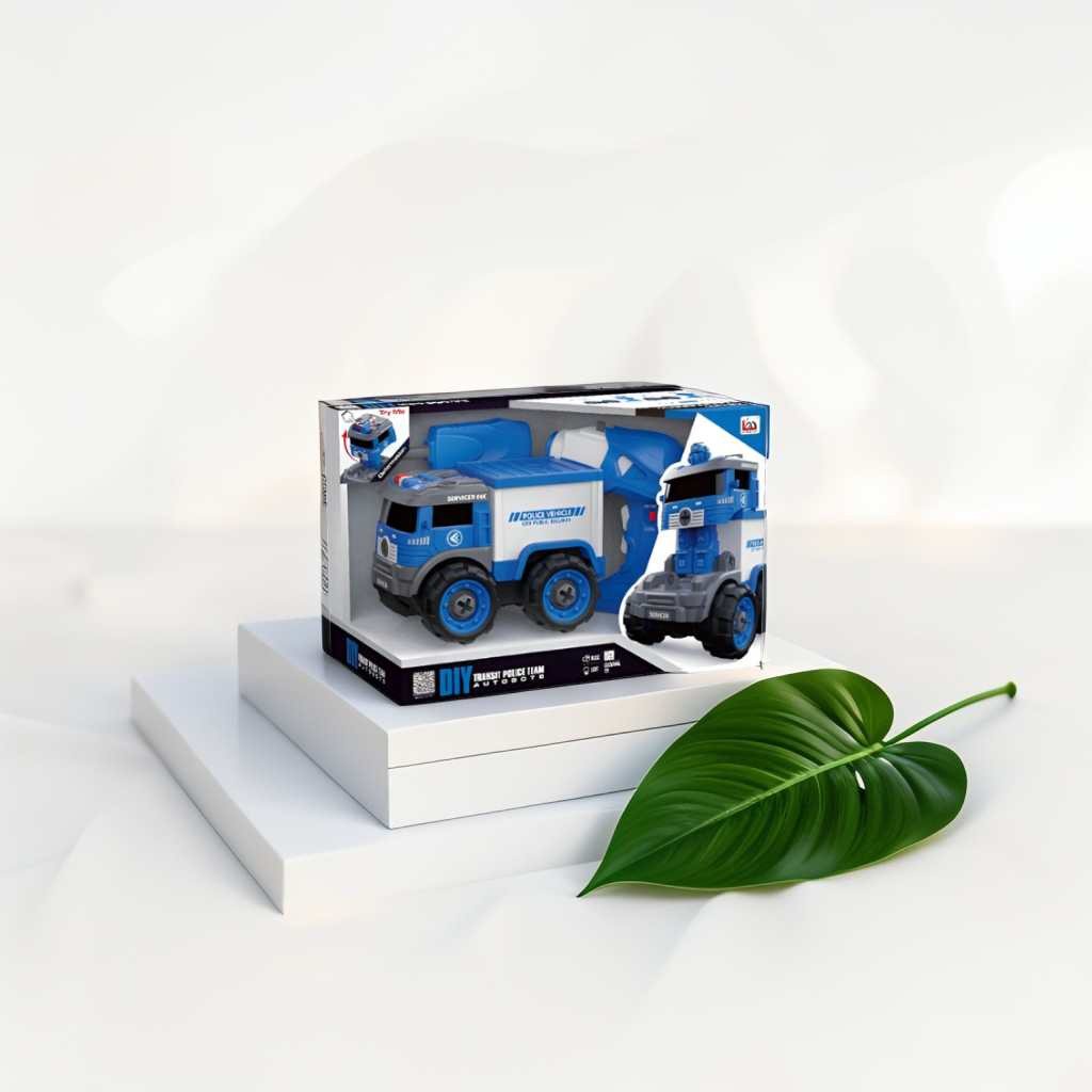 2-in-1 Police Container Truck | Take Apart Vehicle Deforming Building Toy NX15613