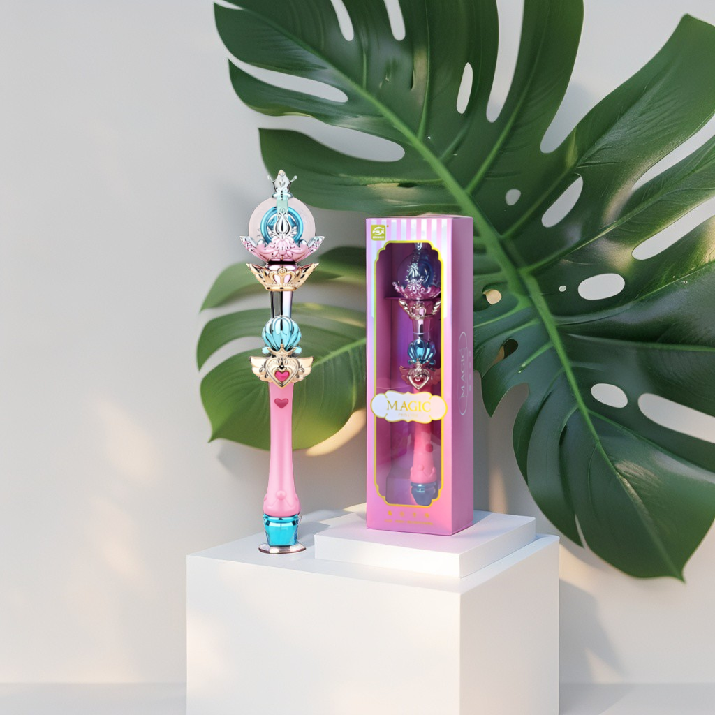 Magical Girl Crown Scepter Toy Prop - Pink and Blue Fantasy Wand NX12323