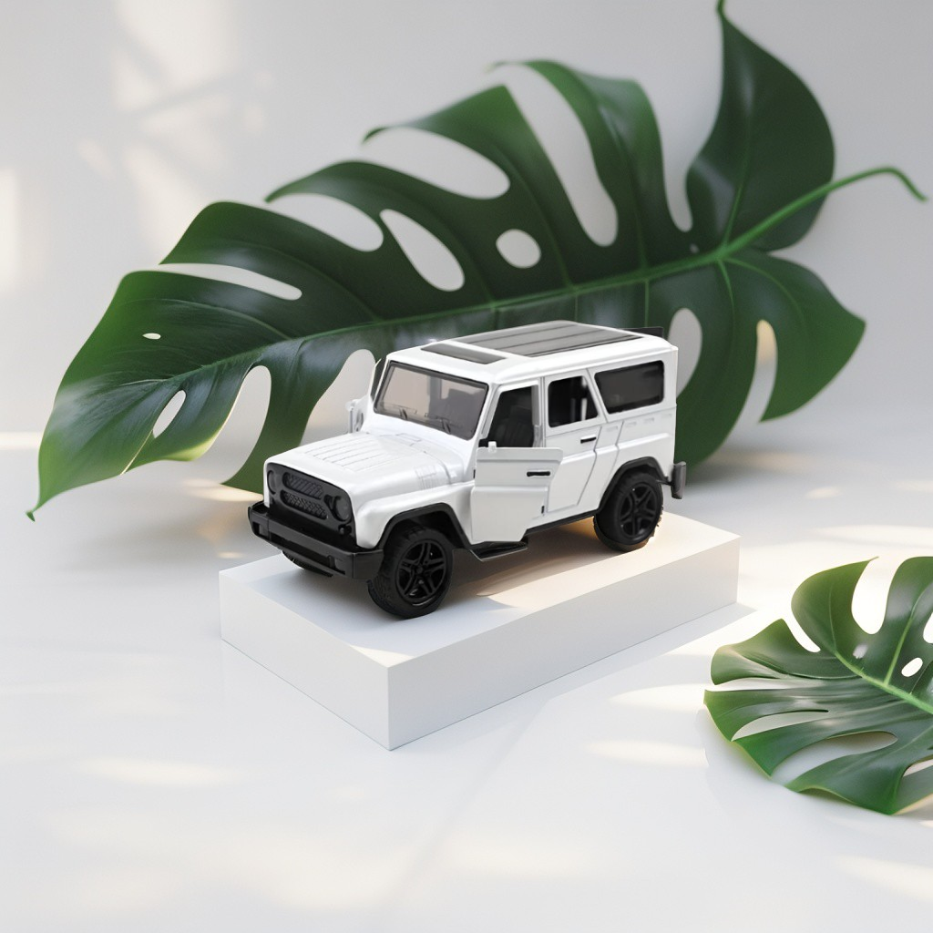 White - YA3 Hunter – Metal Die-Cast Jeep Pull-Back Car for Kids & Collectors | Russian Military-Style Off-Road Model Vehicle Scale 1:36 LMI15191.