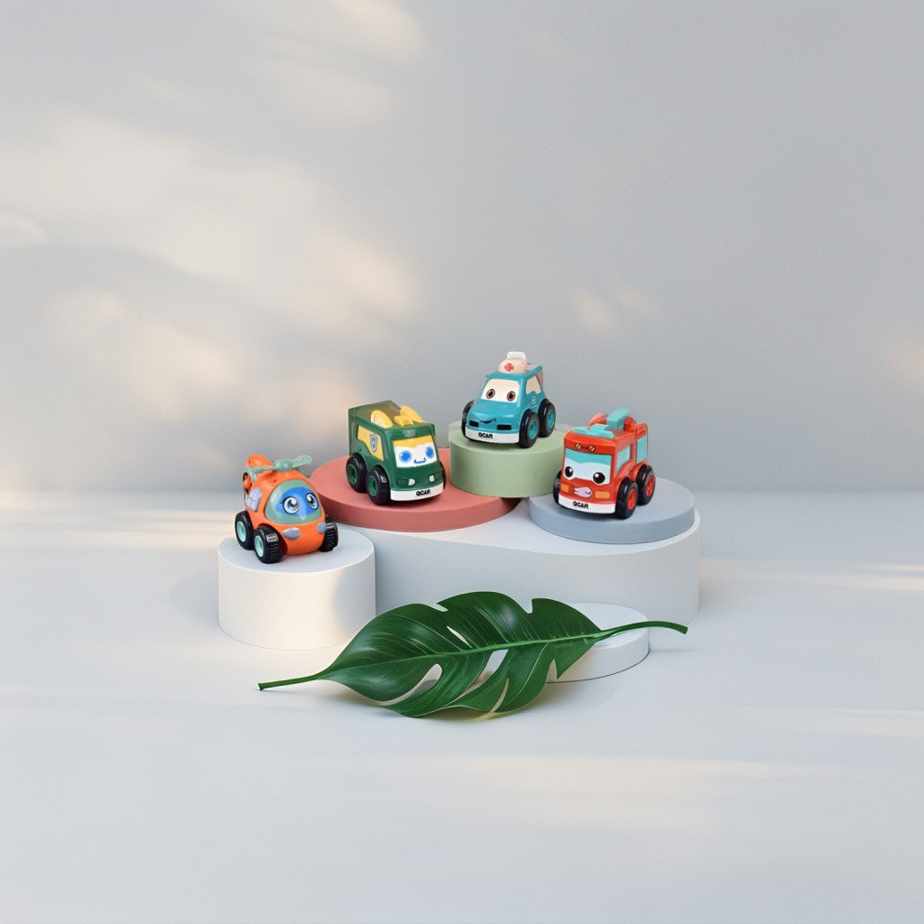 SpeedBuddies – Pack of 4 Pull-Back Cartoon Cars for Kids | Colorful Mini Friction Vehicles Toy Set for Boys & Girls LMI14750.