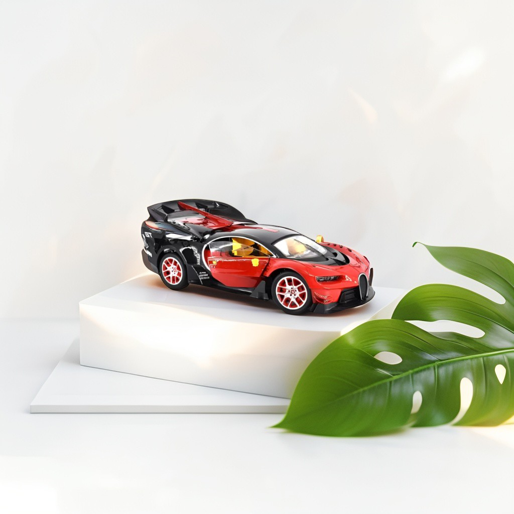 Bugatti Remote Control Car 1:16 Scale Red – High-Speed Racing RC Car with LED Headlights, Batteries Included, Stylish Design for Kids.