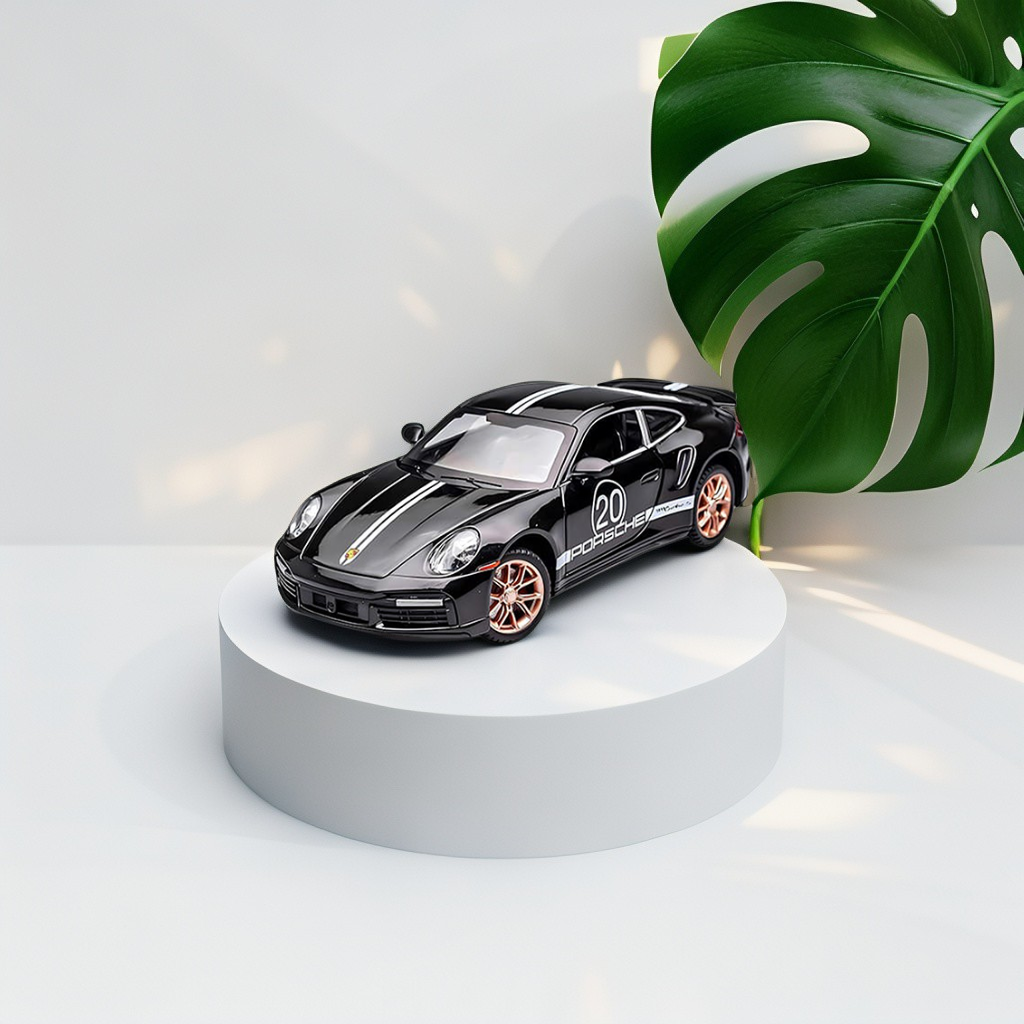 Black - Porsche 911 Turbo S Model Metal Diecast Scale 1:24 LMI13754.