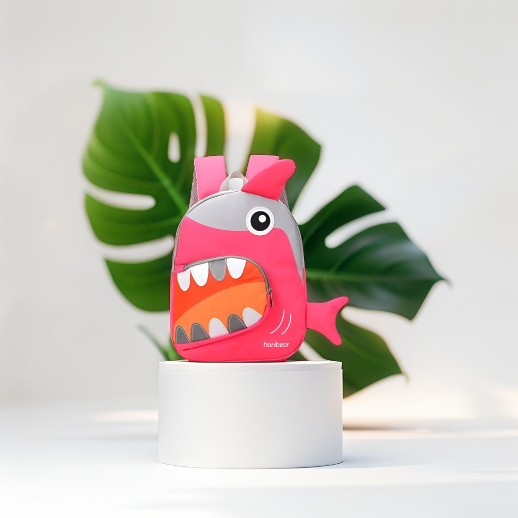 Pink - SharkySnap – Shark Shaped Fancy Backpack for Kids | Spacious & Durable School Bag | Comfortable Straps for Outdoor Fun & Gifting NOVGBT2488.