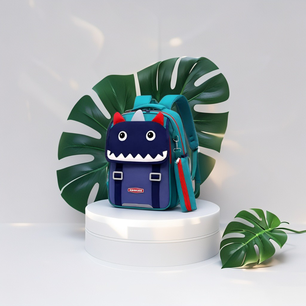 Dark Blue - JurraBag – Cute Dinosaur Backpack for Kids with Safety Belt | Large Capacity School Bag | Fun & Comfortable Design NOVGBT2473.