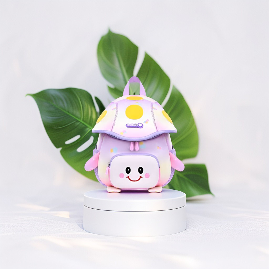 Lavender - ShroomieBag – Mushroom Smiley Bag for Kids | Cute Kindergarten School Backpack | Large Storage & Fun Design NOVGBT5972.