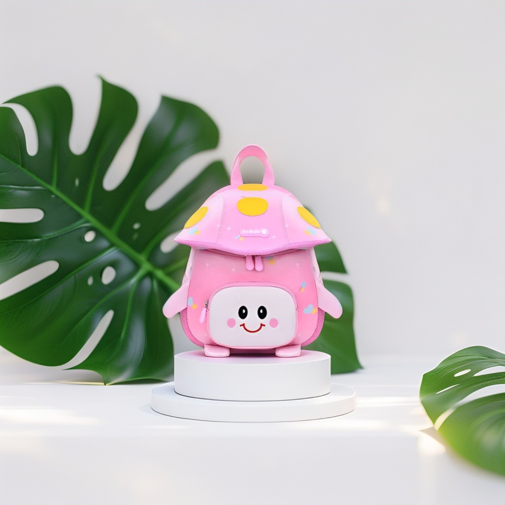 ShroomieBag – Mushroom Smiley Bag for Kids | Cute Kindergarten School Backpack | Large Storage & Fun Design NOVGBT5972.