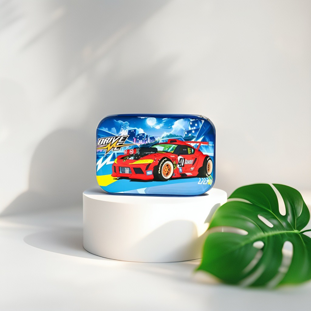 Red - ZoomRide – Drive Car Theme Pouch for Kids | Single Chain Blister Pencil Case | Fun & Fast Stationery Bag NOV7982.