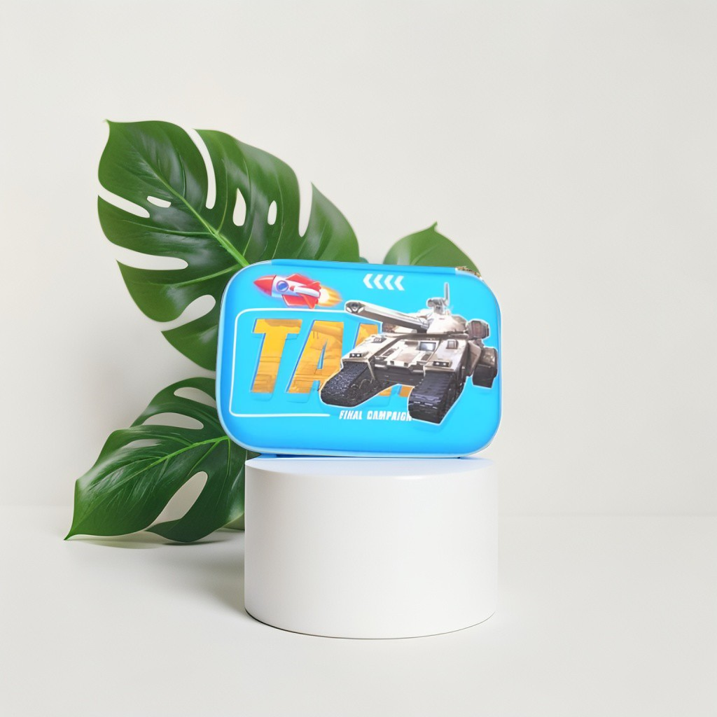 TankTrooper – Military Tank Print Pouch for Kids | Single Chain Pencil Case | Army Theme Stationery Bag NOV8793.