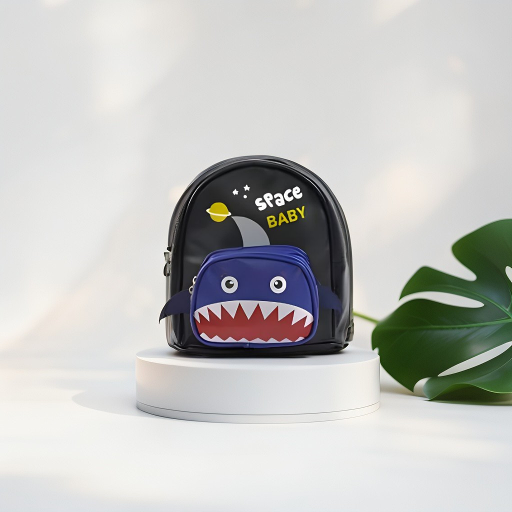 Sharkonaut – Space Shark Theme Bag for Kids | Double Chain Backpack | Large Capacity & Fun Outer Space Design NOVGBT5905.