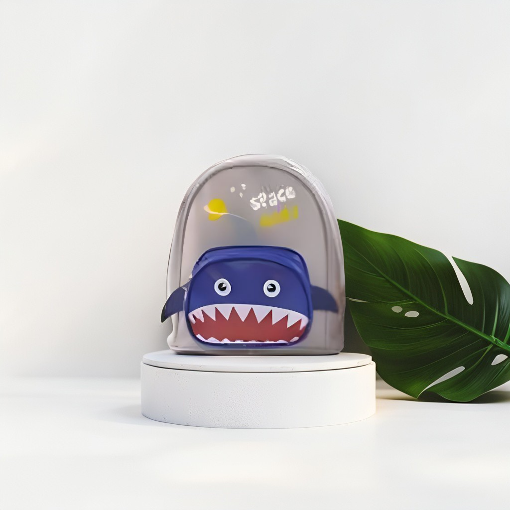 Grey - Sharkonaut – Space Shark Theme Bag for Kids | Double Chain Backpack | Large Capacity & Fun Outer Space Design NOVGBT5905.