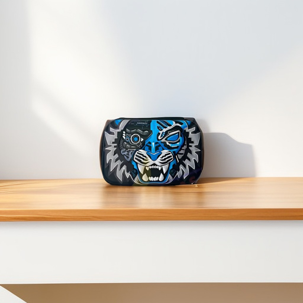 MechaRoar – Robotic Tiger Face Pouch for Kids | Single Chain Pencil Case | Futuristic & Wild Animal Theme Bag NOV8743.